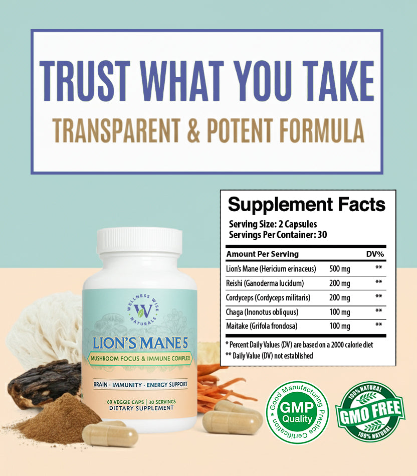 Lion’s Mane 5-Mushroom Focus & Immune Complex