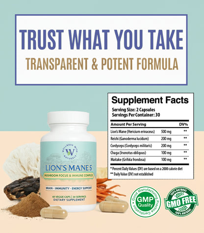 Lion’s Mane 5-Mushroom Focus & Immune Complex